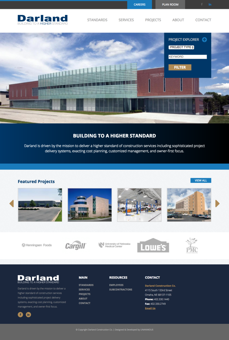 construction website design homepage