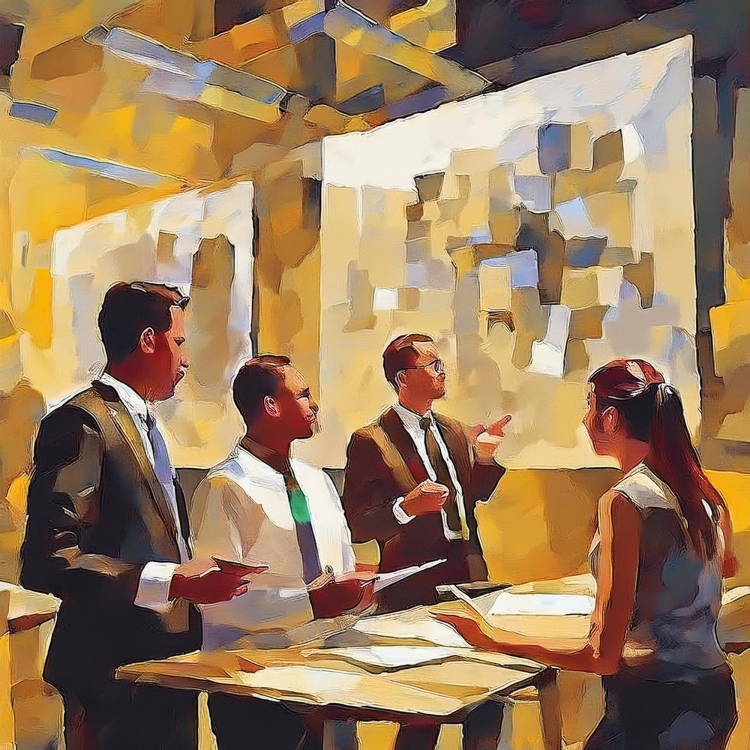 illustration of marketing team reviewing social media results