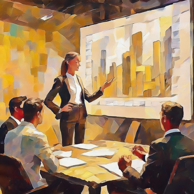 illustration of marketing woman review campaign results