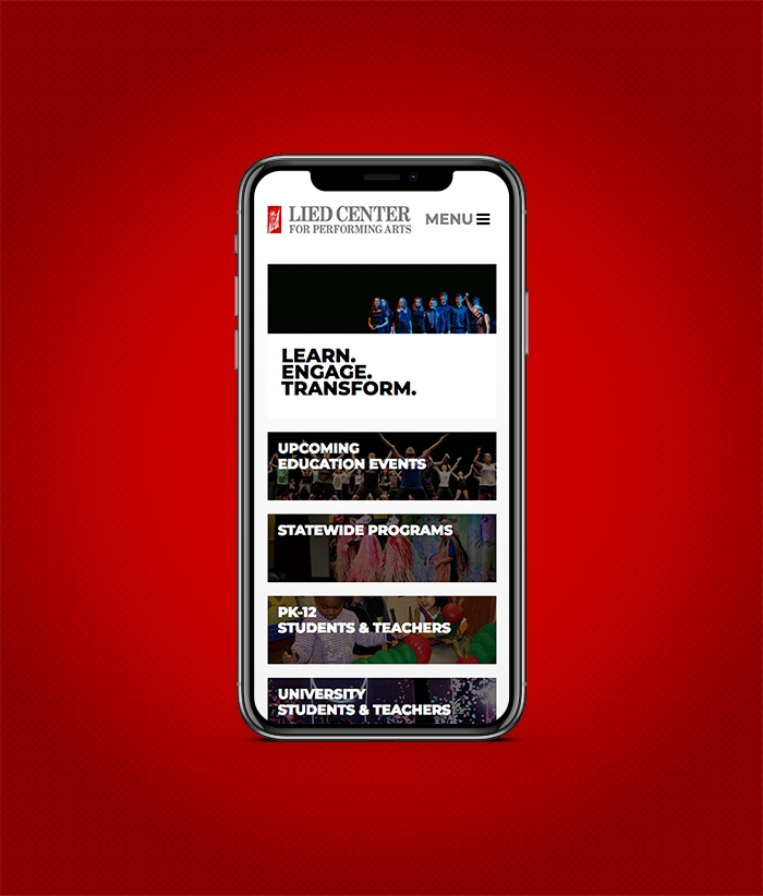 performing arts website on mobile device