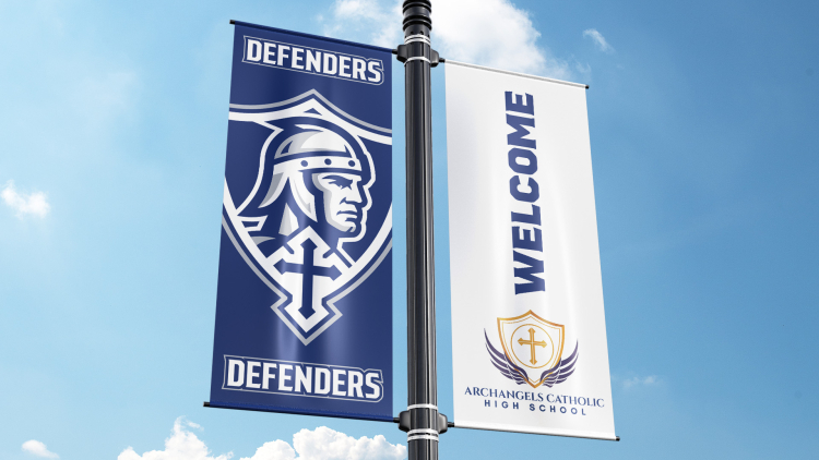archangels catholic high school pole banners
