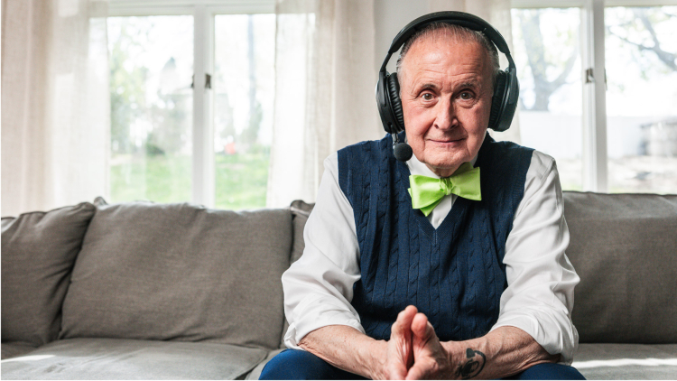 Kent Pavelka posing during a commercial video production for ACTION