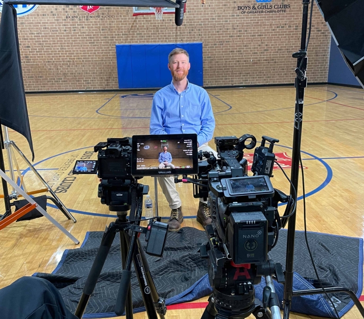 Man being interviewed