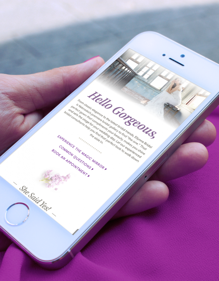 bridal website design on mobile