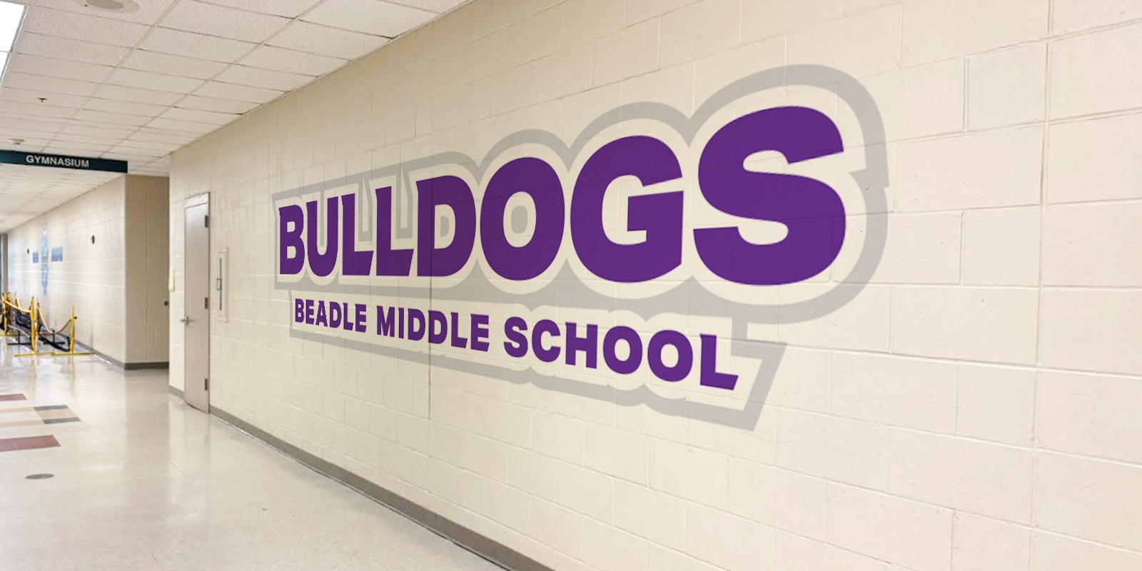 beadle middle school wordmark on wall