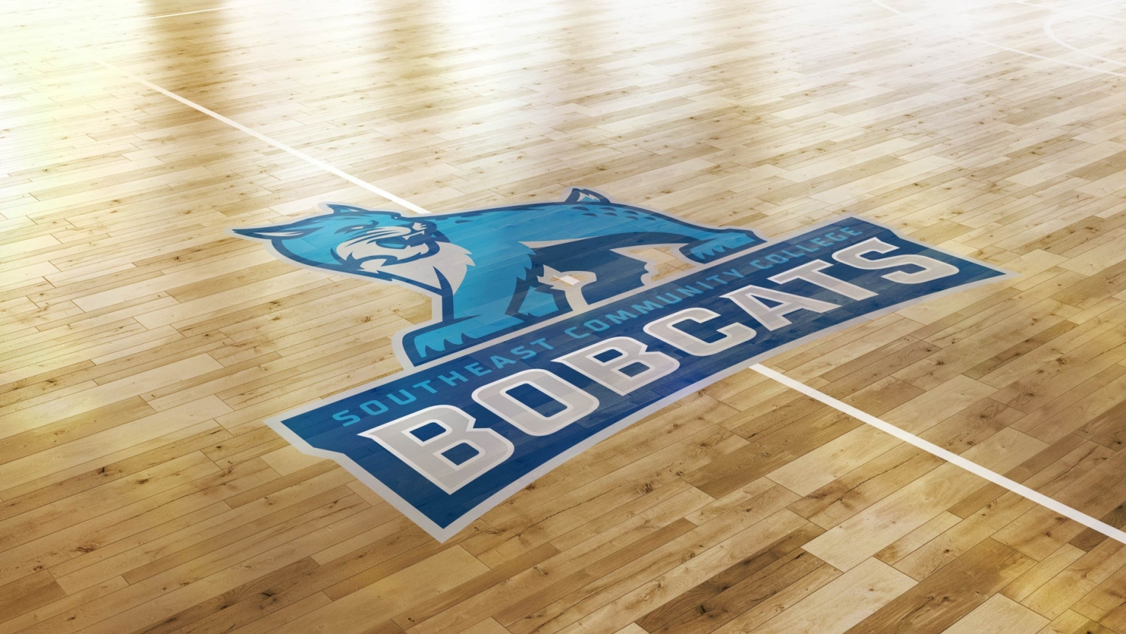 college mascot design on basketball court