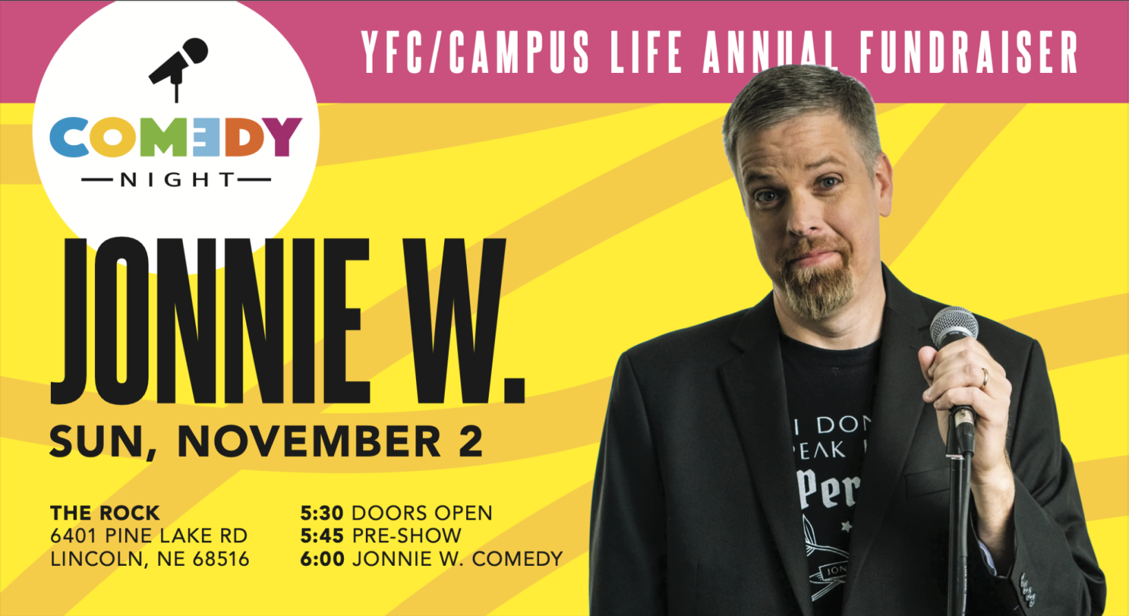 comedy night event post card design
