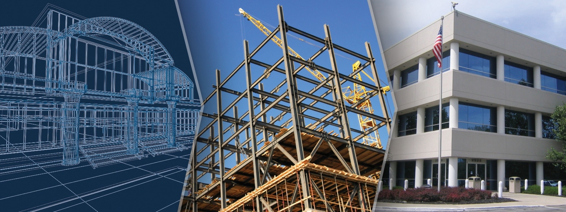 darland construction website design footer